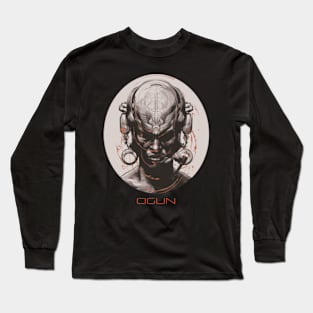 Ogun's Strength - Digital Illustration of an Iconic Yoruba God Long Sleeve T-Shirt